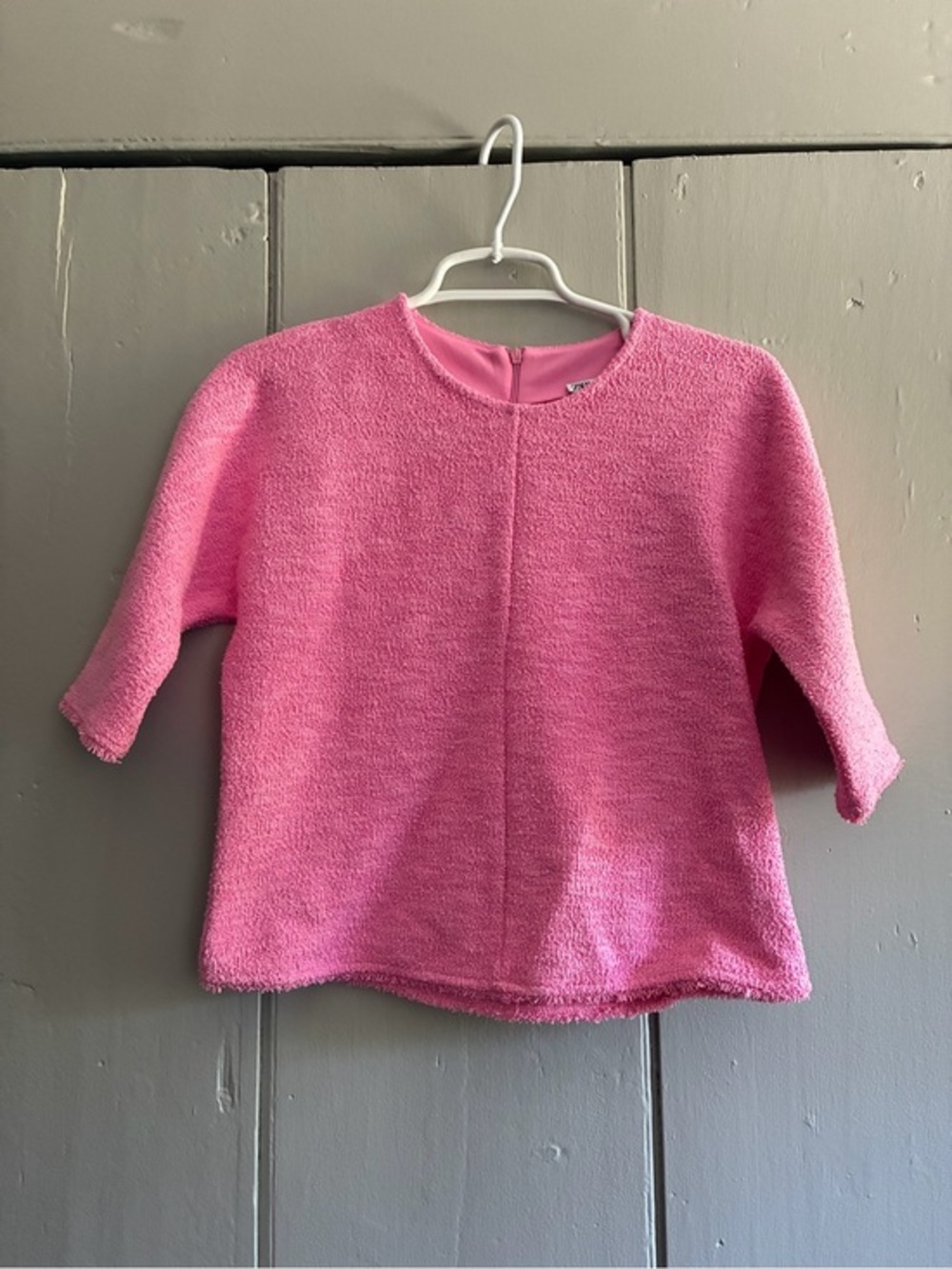 Zara Co-ord Pink Structured Jacquard Top Size Medium